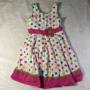 Rare Too Girls Pink Polka‎ Dot Summer Dress Size 5 Cotton Blend